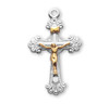 Two Toned Fancy Engraved Sterling Silver Crucifix