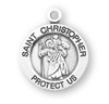 Patron Saint Christopher Round Sterling Silver Medal