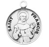 Patron Saint Francis Round Sterling Silver Medal