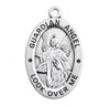 Guardian Angel Oval Sterling Silver Medal