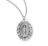 Sterling Silver Oval Miraculous Medal Set with Clear Crystals Sterling Silver Oval Miraculous Medal Set with Clear Crystals