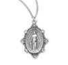 Sterling Silver Oval Miraculous Medal Set with Clear Crystals Sterling Silver Oval Miraculous Medal Set with Clear Crystals