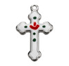 Sterling Silver White Enameled Cross