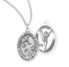 Saint Sebastian Oval Sterling Silver Female Cheer Athlete Medal Saint Sebastian Oval Sterling Silver Female Cheer Athlete Medal