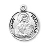 Patron Saint Maria Faustina Round Sterling Silver Medal