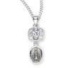 Sterling Silver Miraculous Medal with Cubic Set Zirconia's "CZ's"