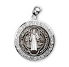 Saint Benedict Round Sterling Silver Medal with Cubic Zirconia's "CZ's"