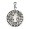 Saint Benedict Round Sterling Silver Medal with Black Cubic Zirconia's "CZ's"