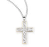 Crystal Cubic Zirconia's "CZ's" Sterling Silver Two Tone Vine Cross