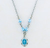 Sterling Silver Scalloped Blue Enameled Miraculous Necklace Adorned with 4mm Blue finest Austrian Crystal Pearl Beads Sterling Silver Scalloped Blue Enameled Miraculous Necklace Adorned with 4mm Blue finest Austrian Crystal Pearl Beads