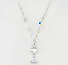 Sterling Silver Chalice Necklace Adorned with 5mm Aurora Borealis Finest Austrian Crystal Beads