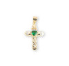 Gold Over Sterling Silver Cross Pendant with Emerald Zircon