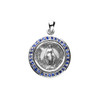 Sterling Silver Round Miraculous Sapphire Cubic Zirconia "CZ's" Pendant