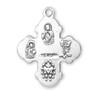 Sterling Silver Small Four Way Medal on a Godchild Pin