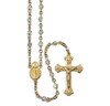 4mm Finest Aurora Crystal Gold Plated Round Beads with Gold Over Sterling Crucifix and Center