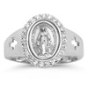 Sterling Silver Miraculous Medal Crystal Cubic Zirconia Ring Size 5