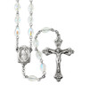 6x9mm Crystal Aurora Faceted Oval Glass Bead Rosary made with Genuine Pewter Crucifix and Centerpiece