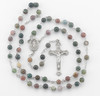 6mm India Agate Gemstone Bead Rosary made with Genuine Pewter Crucifix and Center