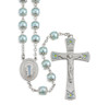 8mm Round Blue Glass Capped Bead with New England Pewter Blue Enameled Center & Crucifix