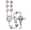 White and Pink Glass Flower Bead New England Pewter Rosary