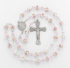 White and Pink Glass Flower Bead New England Pewter Rosary