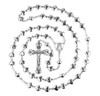Sterling Silver Solid Heart Shape Rosary with 8mm Round Sterling Silver Bead Rosary Sterling Silver Solid Heart Shape Rosary with 8mm Round Sterling Silver Bead Rosary