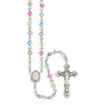 Rosary Sterling Crucifix and Centerpiece Created with finest Austrian Crystal 4mm Faceted Tin Cut Bicone Beads in Multi-Color by HMH