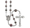 Round Garnet Bead Rosary Sterling Crucifix and Centerpiece