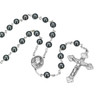 Round Genuine Hematite Rosary Sterling Crucifix and Centerpiece Round Genuine Hematite Rosary Sterling Crucifix and Centerpiece