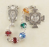 Sterling Silver St. Michael Chaplet made with Finest Crystal Aurora 6mm Beads