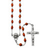 Brown Oval Cocoa Bead Rosary Sterling Crucifix and Centerpiece