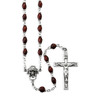 Maroon Oval Cocoa Bead Confirmation Rosary Sterling Crucifix and Centerpiece