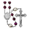 8mm Fuchsia Dyed Tiger Eye Gemstone Bead Rosary made with Genuine Pewter Crucifix and Centerpiece