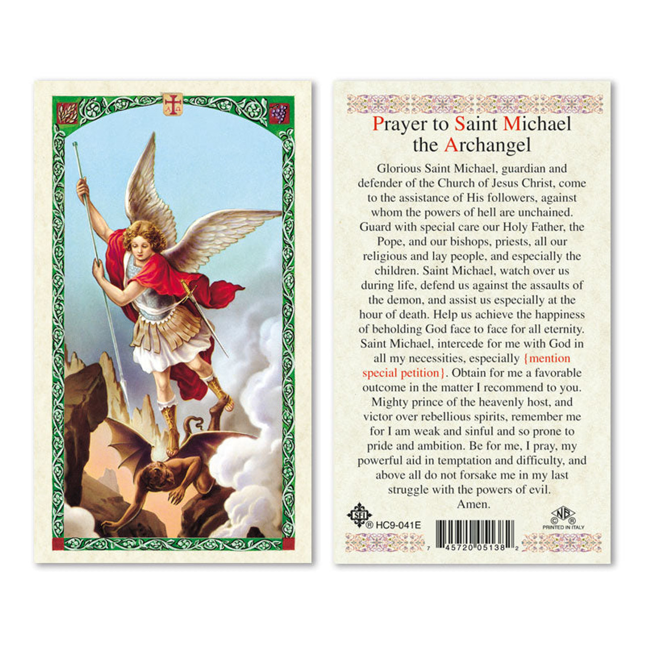 St. Michael Laminated Prayer Cards (Pack of 25)