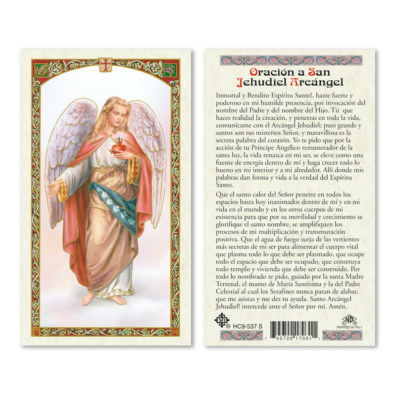 Archangel Jehudiel Spanish Laminated Prayer Cards (Pack of 25
