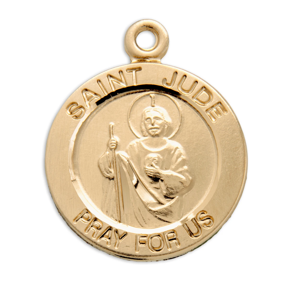 Patron Saint Jude Round Gold Over Sterling Silver Medal - Catholic ...