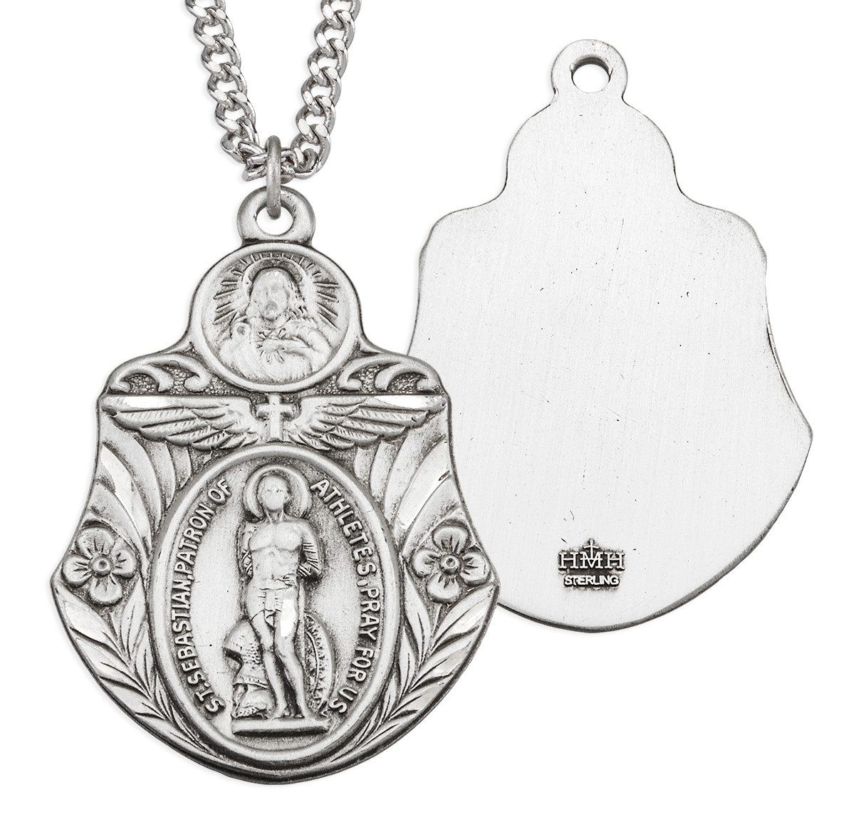 Saint Sebastian "Patron of Athletes" Sterling Silver Badge Shape Medal ...