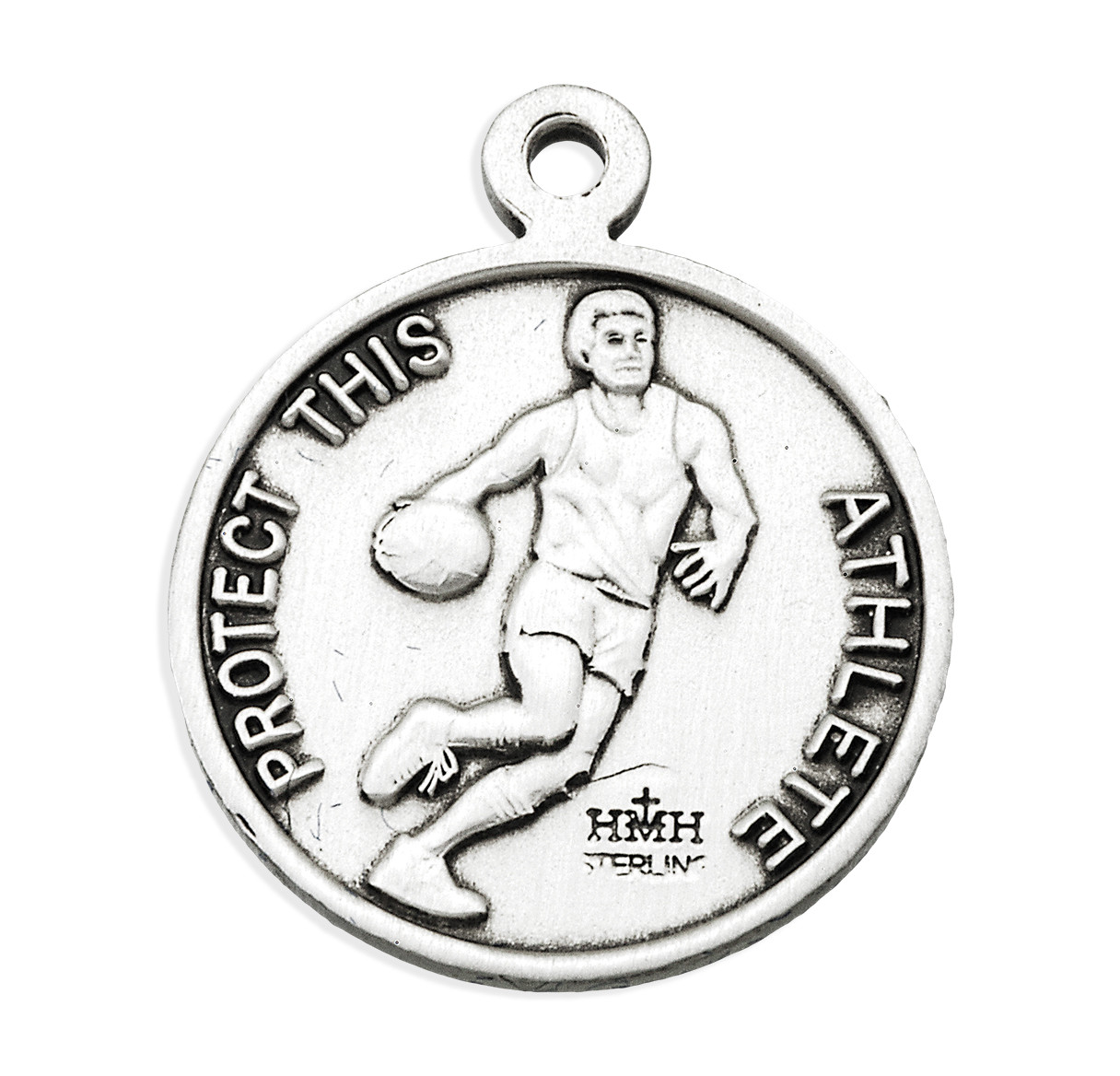 Saint Sebastian Round Sterling Silver Basketball Male Athlete Medal ...