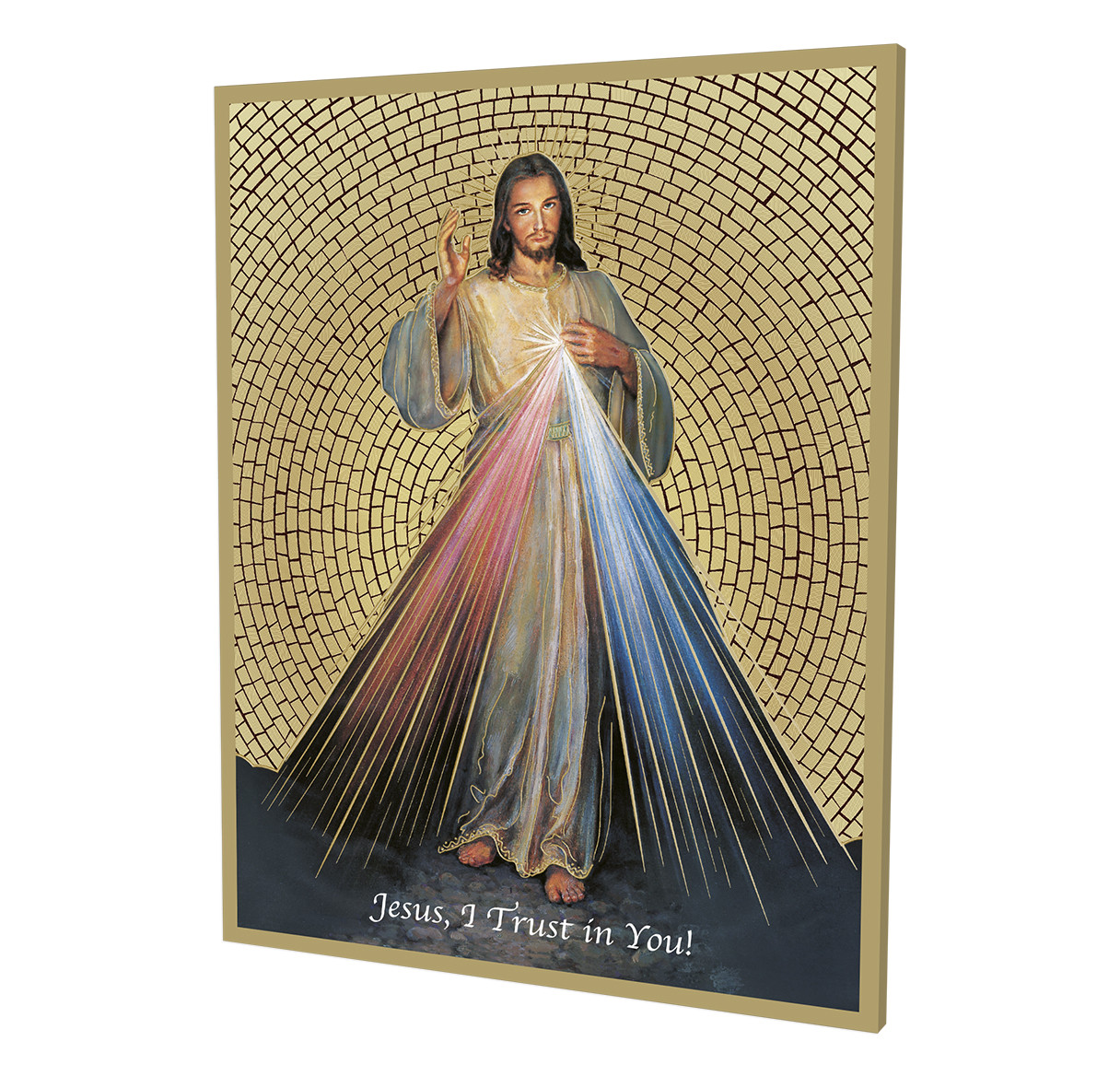 Divine Mercy Gold Foil Mosaic Plaque - Catholic Online Shopping - World ...