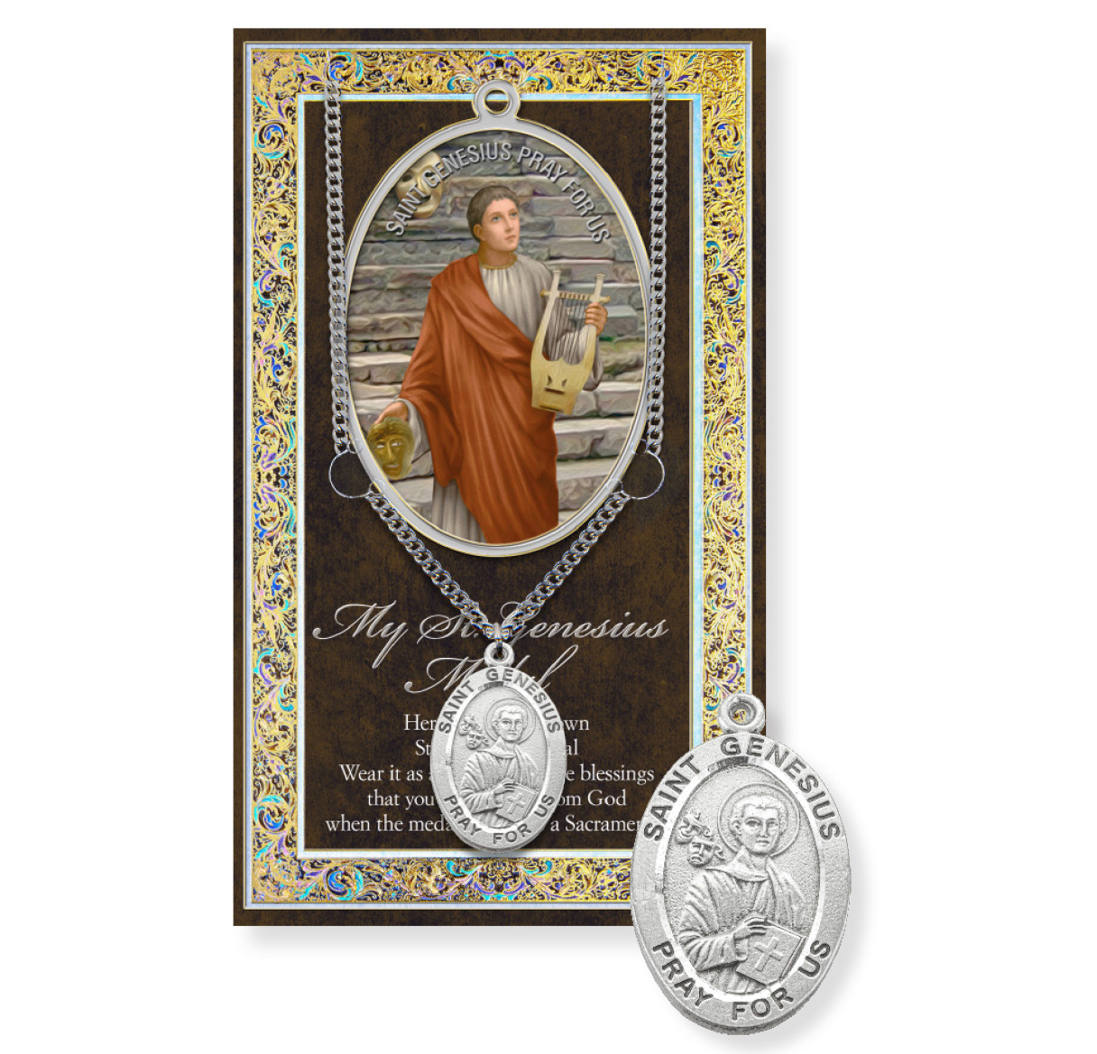St. Genesius Saint Genesius Biography Pamphlet and Patron Saint Medal