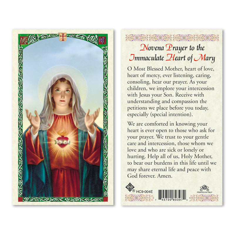 Novena Prayer To Immaculate Heart Of Mary Laminated Prayer Cards (Pack ...