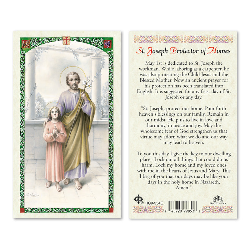 St. Joseph Protector St. Joseph Prayer For Protection Of Homes Laminated Prayer Cards (Pack ...