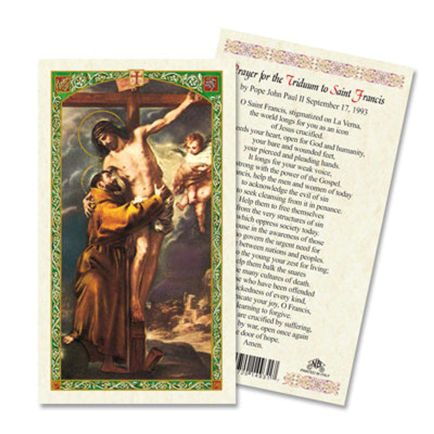 St. Francis W/Cross Prayer To Triduum Laminated Prayer Cards (Pack of ...