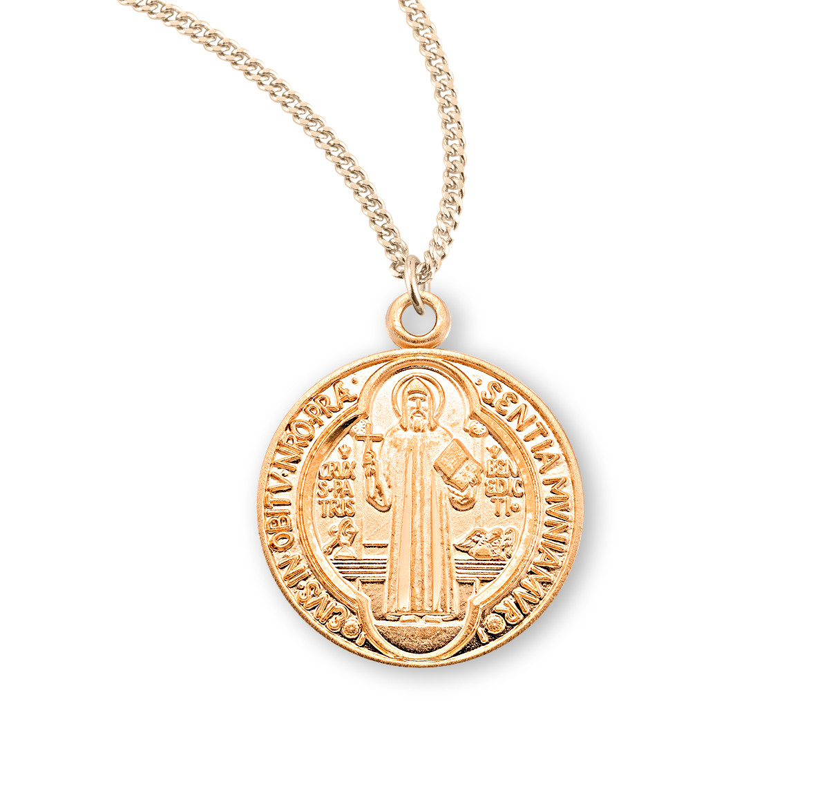 Saint Benedict Round Jubilee Gold Over Sterling Silver Medal - Catholic ...