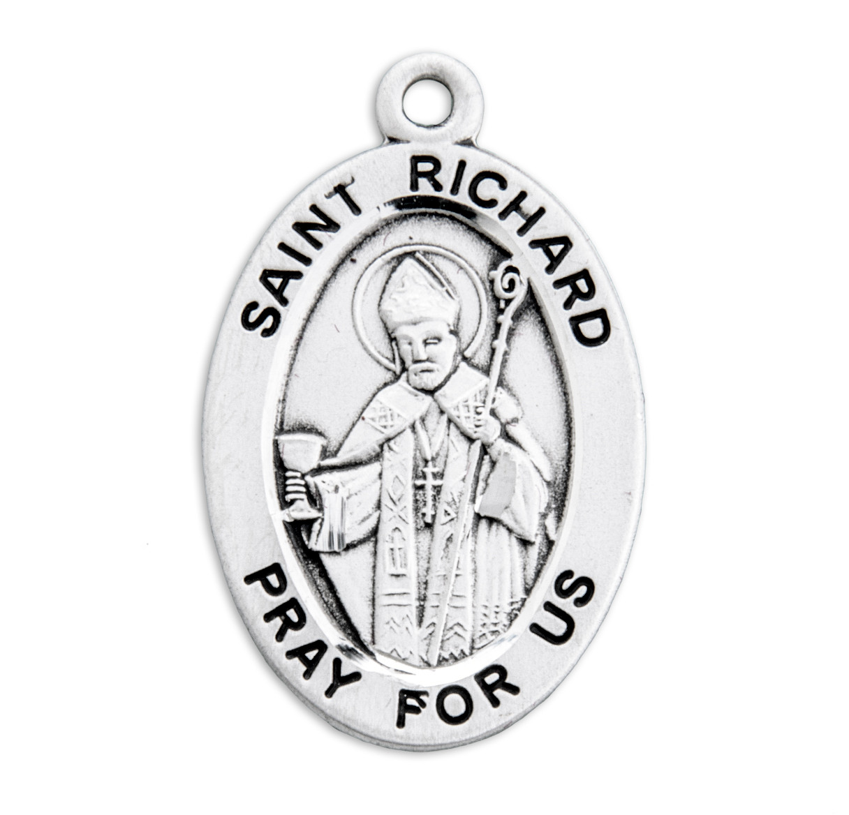 Patron Saint Richard Oval Sterling Silver Medal - Catholic Online Shopping