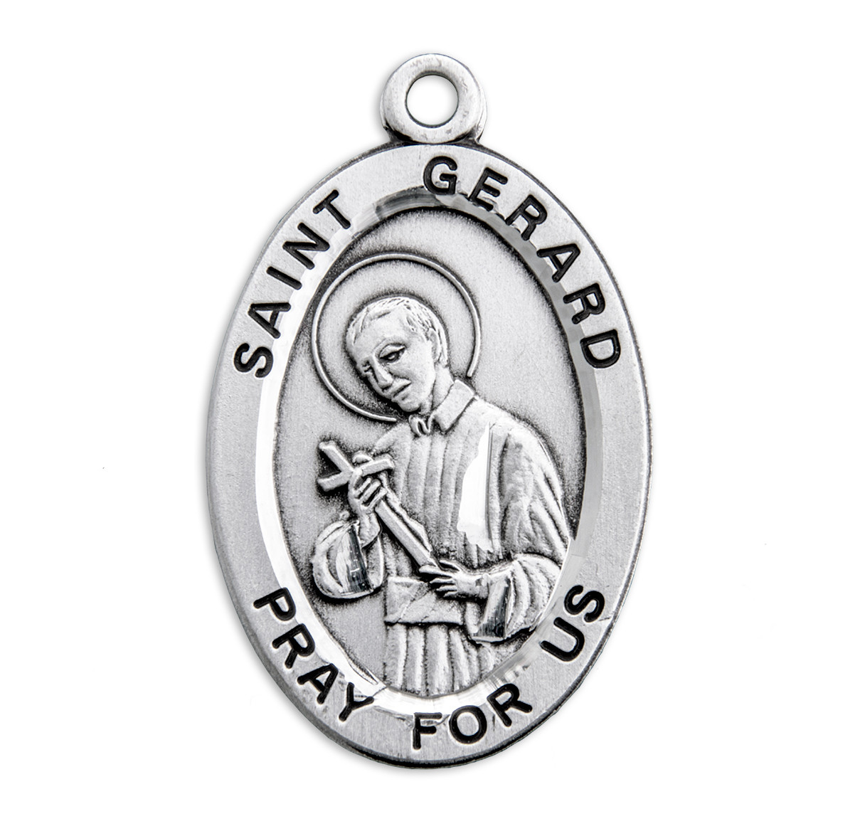 Patron Saint Gerard Oval Sterling Silver Medal - Catholic Online Shopping