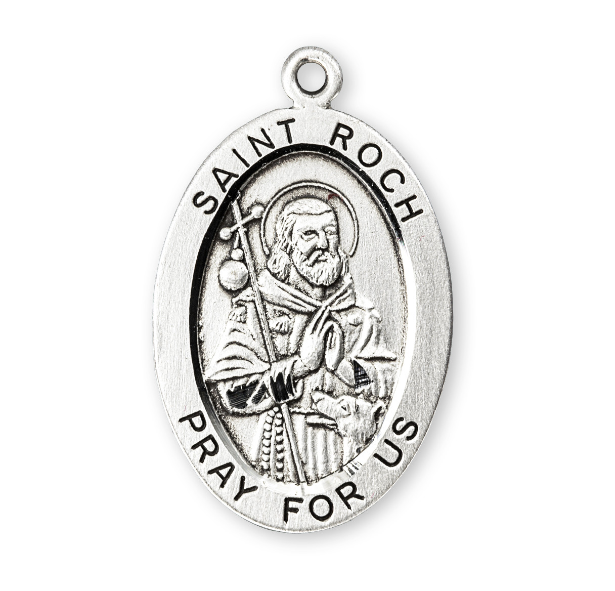Patron Saint Roch Oval Sterling Silver Medal - Catholic Online Shopping