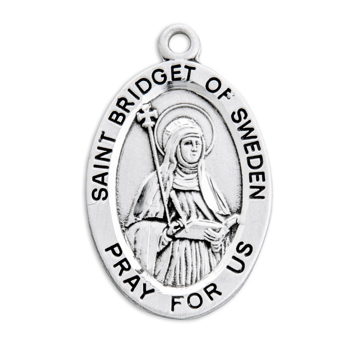 Patron Saint Bridget of Sweden Oval Sterling Silver Medal - Catholic ...