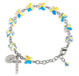Sterling Silver Rosary Bracelet Created with 8mm Aurora Borealis Finest Austrian Crystal Butterfly Beads by HMH