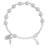 High Polished Round Sterling Silver Rosary Bracelet